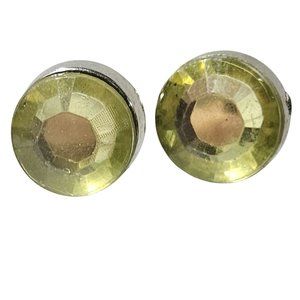 Elegant Yellow Faceted Round Crystal Stud Earrings Minimalist Fashion Jewelry